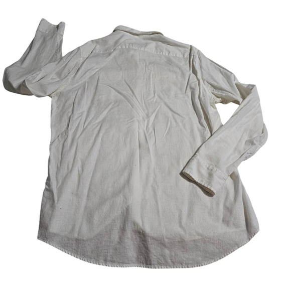 Michael Kors Classic Fit White Cotton Linen Buttondown Mens Shirt Large - Picture 2 of 14